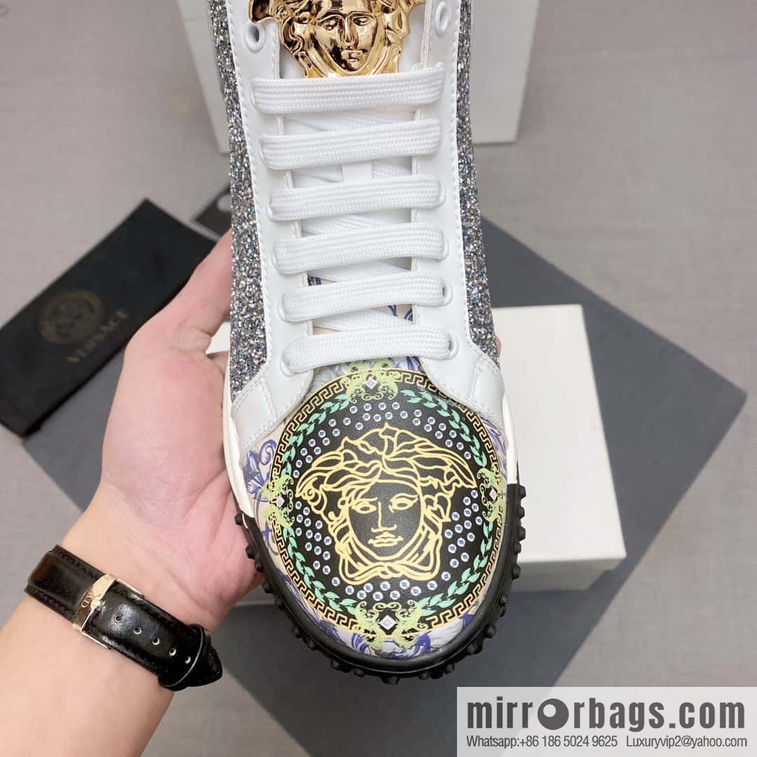 [Versace VERSACE] 2023 Classic low-top lazy model, Vasaki embossing pattern, Lefu model, casual sports shoes