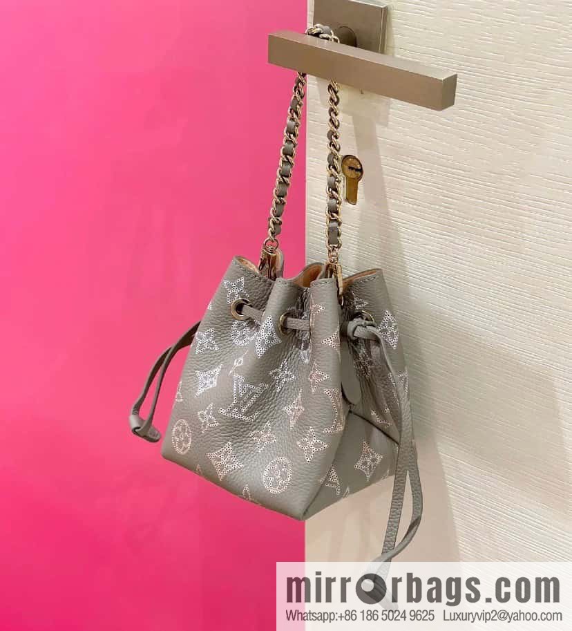 [Boutique‑grade] M82731 light gray, full leather mini bucket bag series Pico Bella bucket bag gray/gradual change (cut-out)