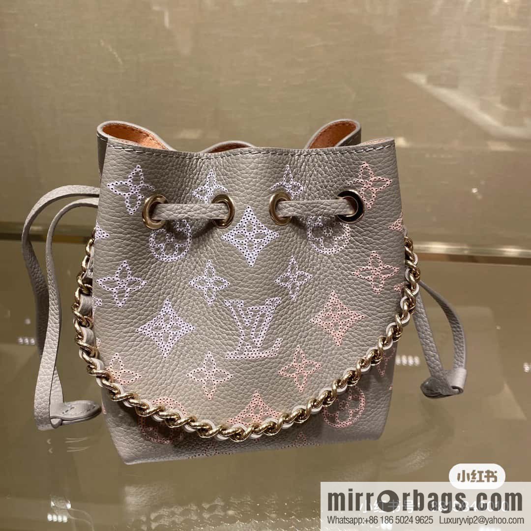 [Boutique‑grade] M82731 light gray, full leather mini bucket bag series Pico Bella bucket bag gray/gradual change (cut-out)