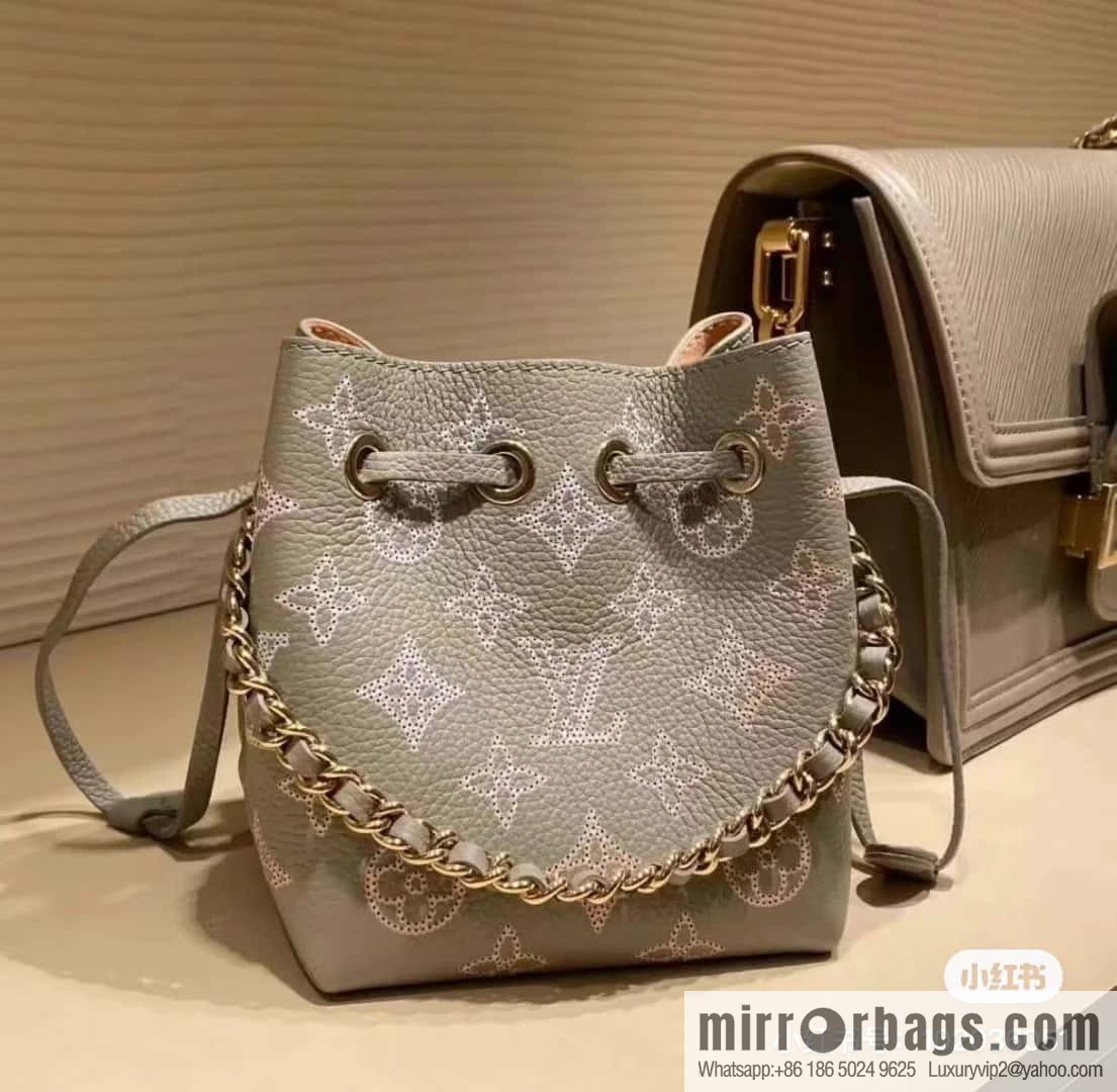 [Boutique‑grade] M82731 light gray, full leather mini bucket bag series Pico Bella bucket bag gray/gradual change (cut-out)