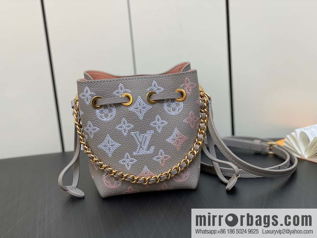 [Boutique‑grade] M82731 light gray, full leather mini bucket bag series Pico Bella bucket bag gray/gradual change (cut-out)