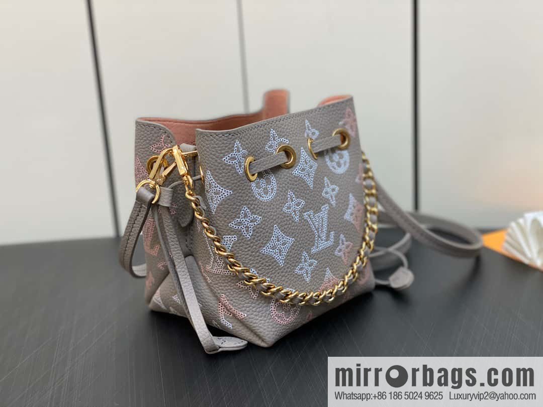 [Boutique‑grade] M82731 light gray, full leather mini bucket bag series Pico Bella bucket bag gray/gradual change (cut-out)