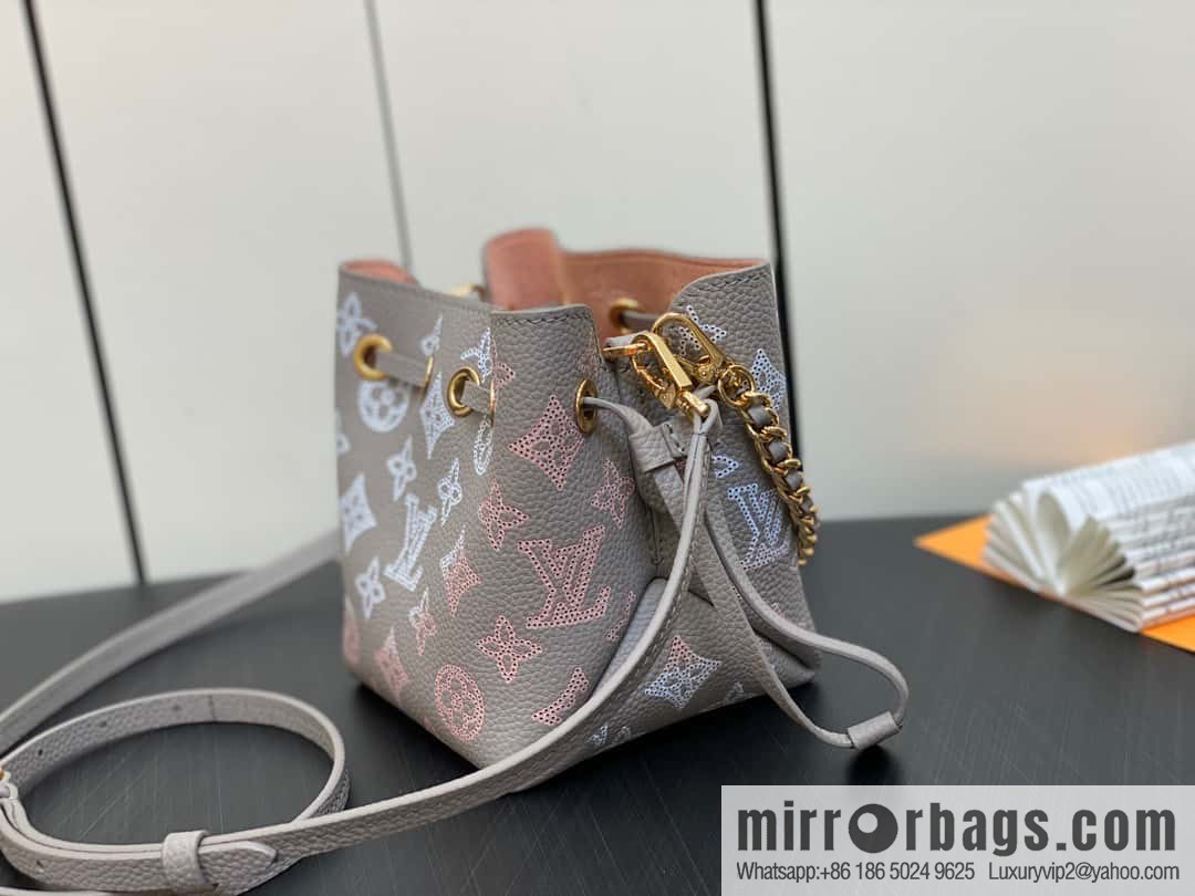 [Boutique‑grade] M82731 light gray, full leather mini bucket bag series Pico Bella bucket bag gray/gradual change (cut-out)