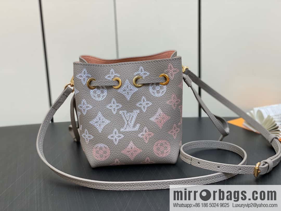 [Boutique‑grade] M82731 light gray, full leather mini bucket bag series Pico Bella bucket bag gray/gradual change (cut-out)