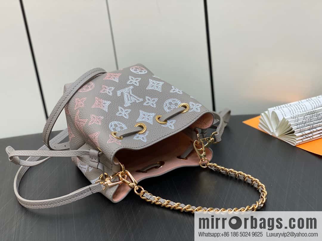 [Boutique‑grade] M82731 light gray, full leather mini bucket bag series Pico Bella bucket bag gray/gradual change (cut-out)