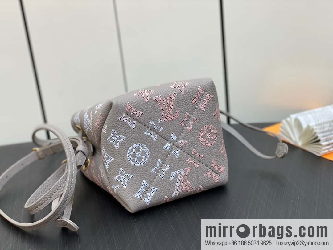 [Boutique‑grade] M82731 light gray, full leather mini bucket bag series Pico Bella bucket bag gray/gradual change (cut-out)