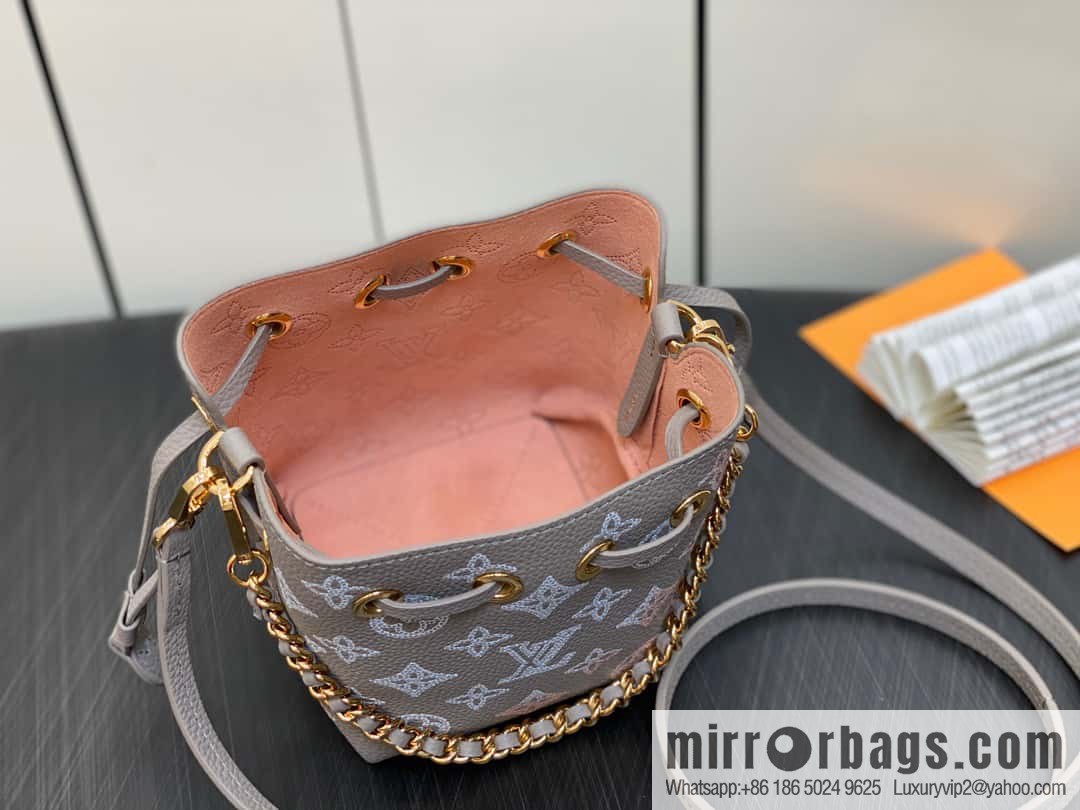 [Boutique‑grade] M82731 light gray, full leather mini bucket bag series Pico Bella bucket bag gray/gradual change (cut-out)