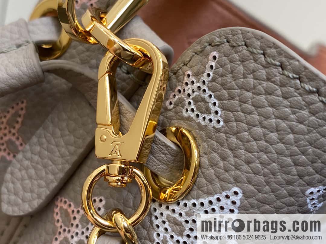 [Boutique‑grade] M82731 light gray, full leather mini bucket bag series Pico Bella bucket bag gray/gradual change (cut-out)