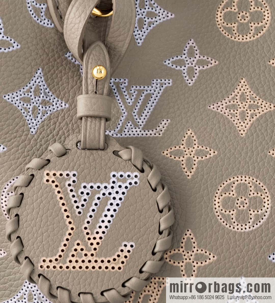 [Boutique‑grade] M23758 light gray, full leather bucket bag series Blossom small tote bag, gray gradual change (cut-out)