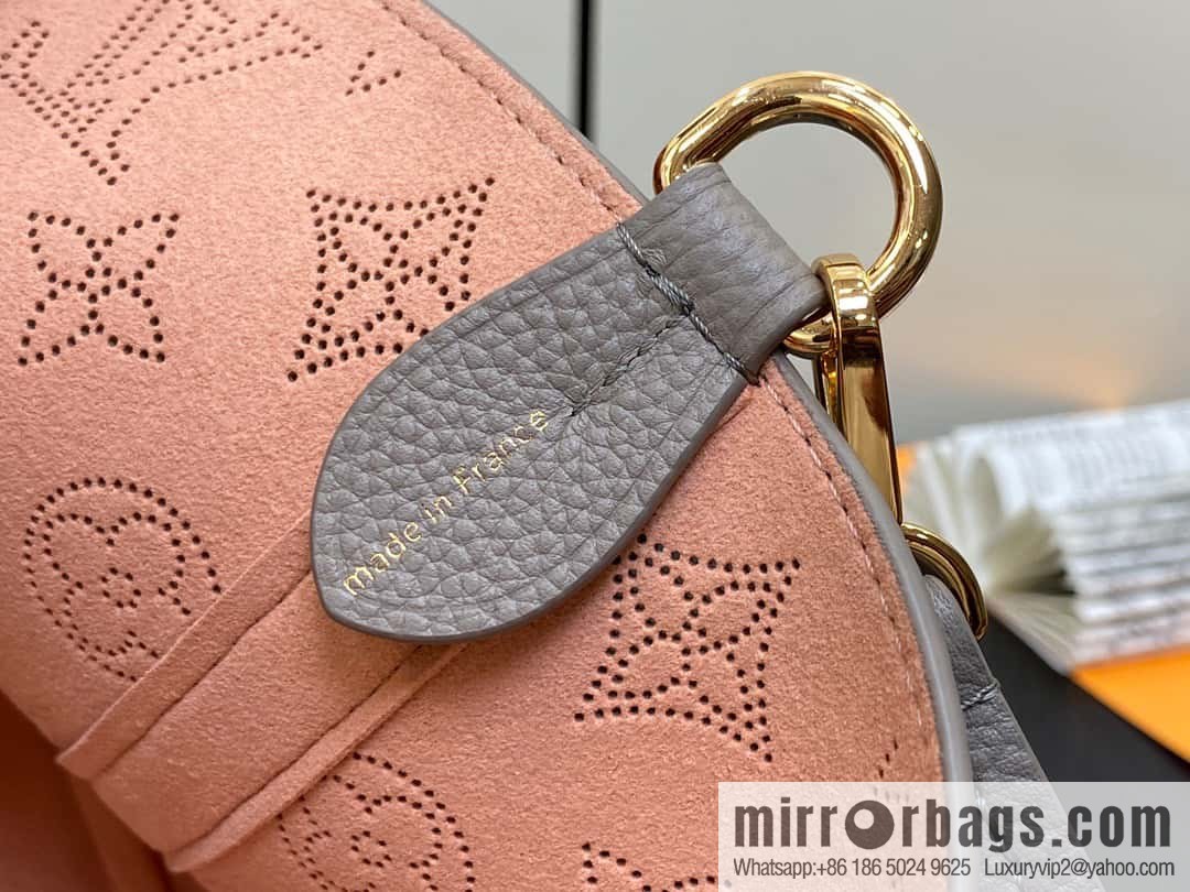 [Boutique‑grade] M23758 light gray, full leather bucket bag series Blossom small tote bag, gray gradual change (cut-out)