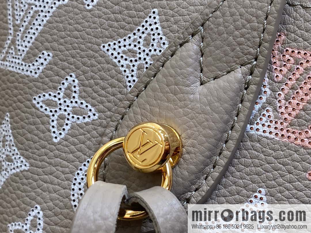 [Boutique‑grade] M23758 light gray, full leather bucket bag series Blossom small tote bag, gray gradual change (cut-out)