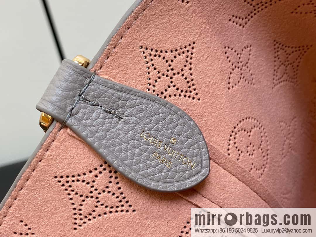 [Boutique‑grade] M23758 light gray, full leather bucket bag series Blossom small tote bag, gray gradual change (cut-out)