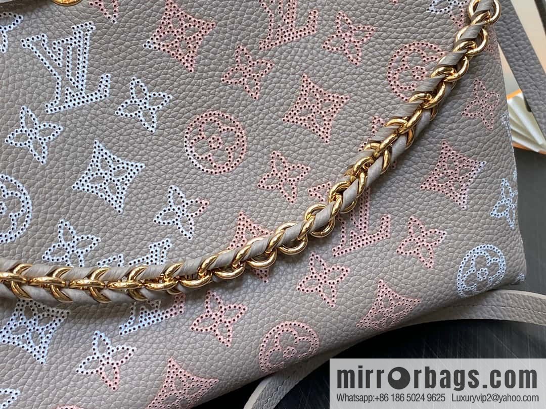 [Premium‑quality] M23388 light gray, full leather bucket bag series BELLA handbag, gray/gradual change (cut-out)