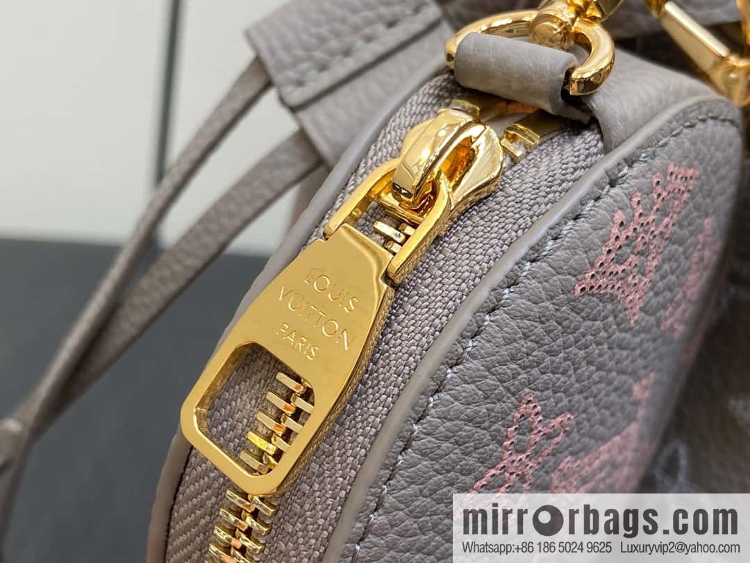 [Premium‑quality] M23388 light gray, full leather bucket bag series BELLA handbag, gray/gradual change (cut-out)