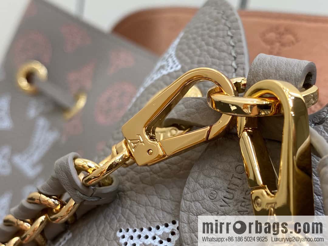 [Premium‑quality] M23388 light gray, full leather bucket bag series BELLA handbag, gray/gradual change (cut-out)