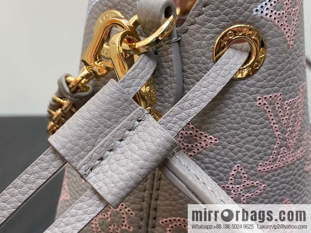 [Premium‑quality] M23388 light gray, full leather bucket bag series BELLA handbag, gray/gradual change (cut-out)