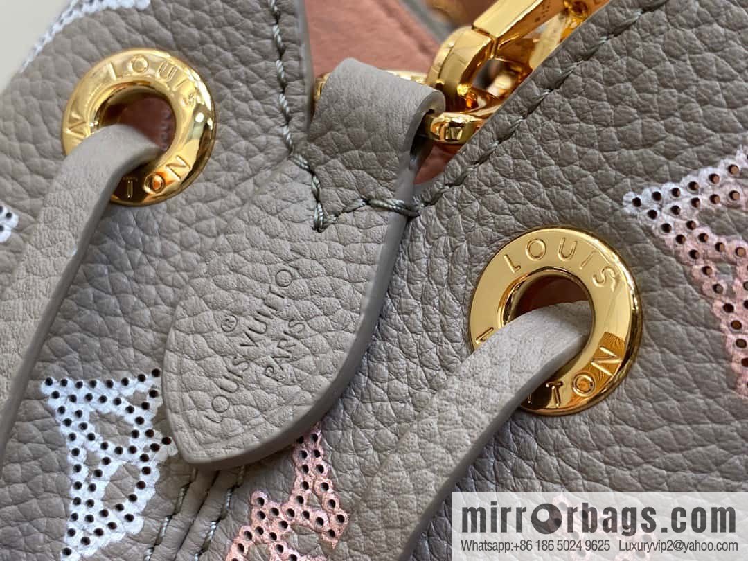 [Premium‑quality] M23388 light gray, full leather bucket bag series BELLA handbag, gray/gradual change (cut-out)
