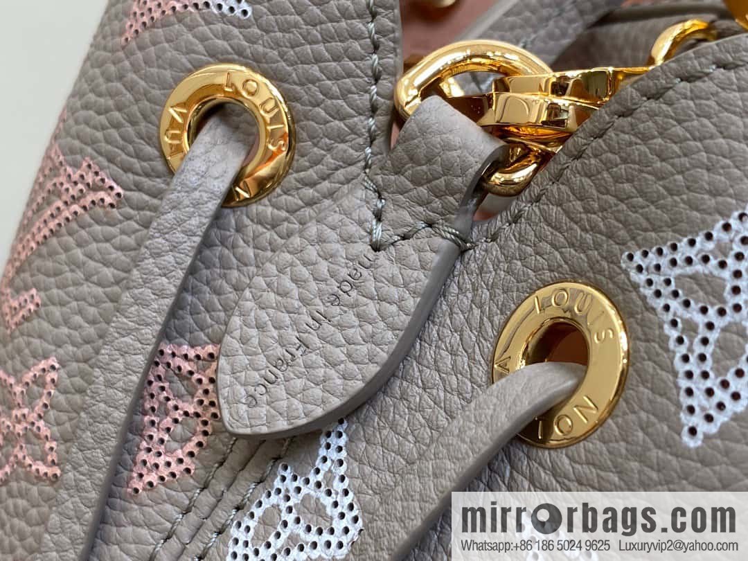 [Premium‑quality] M23388 light gray, full leather bucket bag series BELLA handbag, gray/gradual change (cut-out)