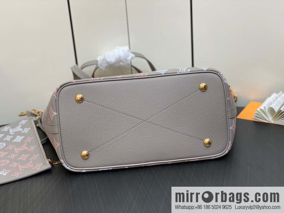[Boutique‑grade] M23387 light gray, full leather shopping bag series Blossom medium tote bag gray/gradual change (cut-out)