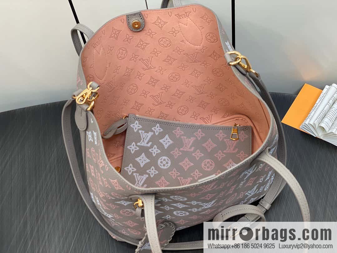 [Boutique‑grade] M23387 light gray, full leather shopping bag series Blossom medium tote bag gray/gradual change (cut-out)