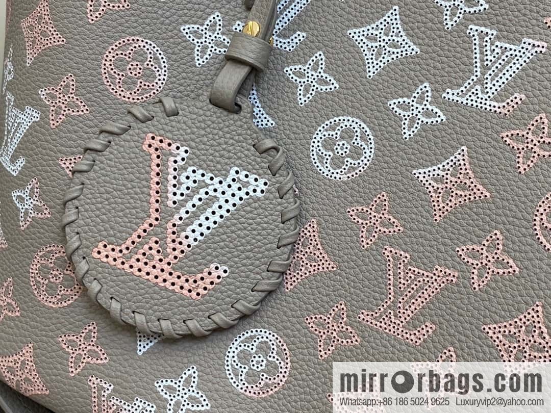 [Boutique‑grade] M23387 light gray, full leather shopping bag series Blossom medium tote bag gray/gradual change (cut-out)