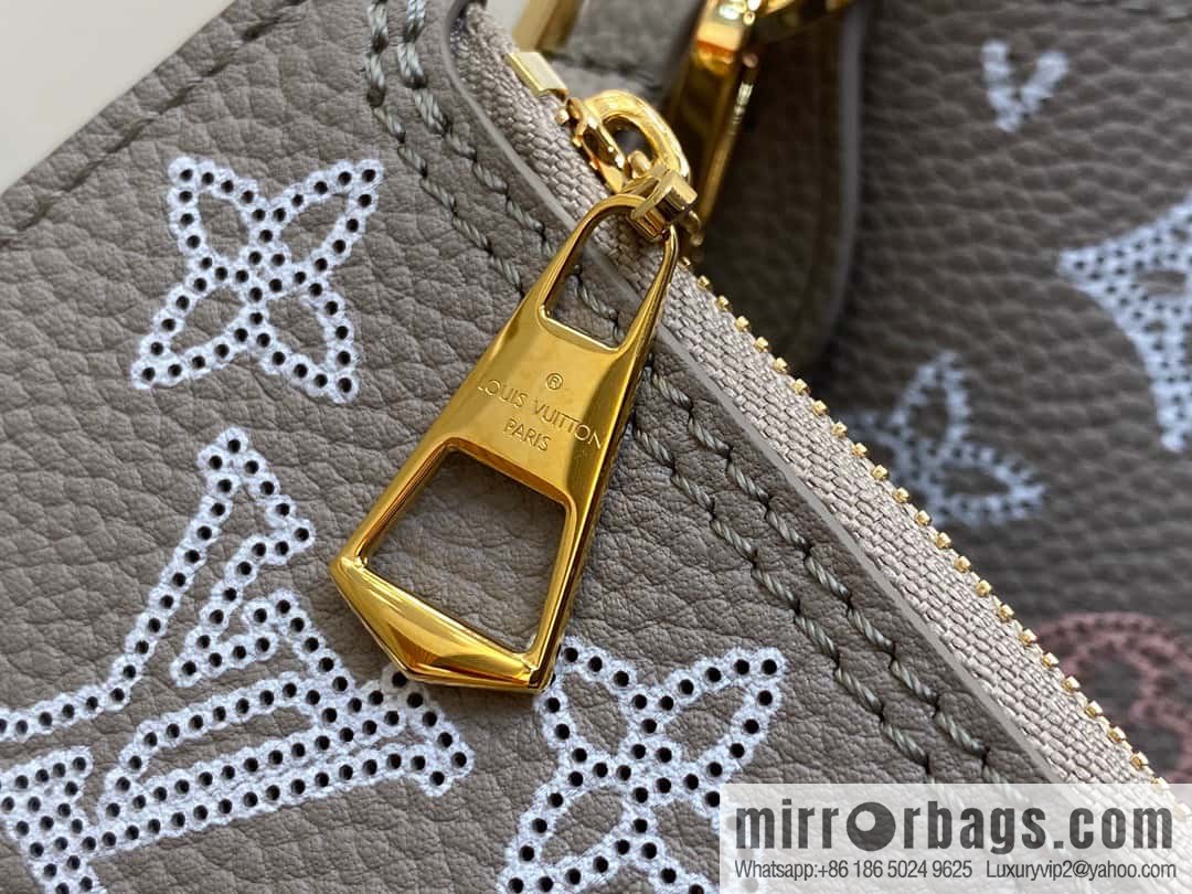 [Boutique‑grade] M23387 light gray, full leather shopping bag series Blossom medium tote bag gray/gradual change (cut-out)