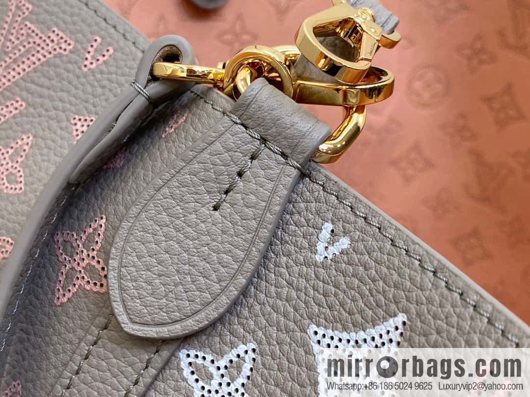 [Boutique‑grade] M23387 light gray, full leather shopping bag series Blossom medium tote bag gray/gradual change (cut-out)