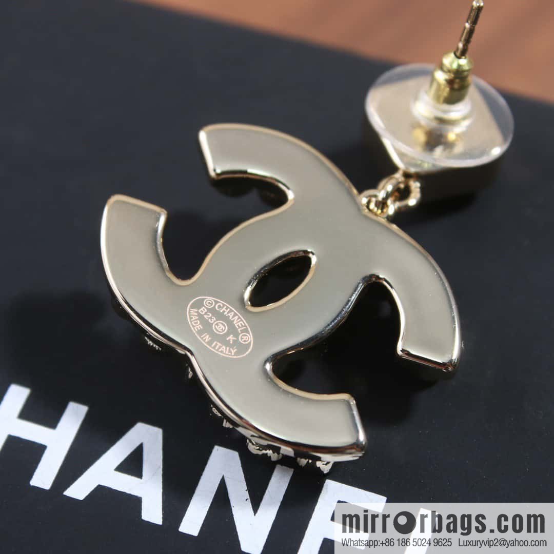 ☀️New ☑️ chanel c2 double c rhombus black diamond stud earrings ☀️