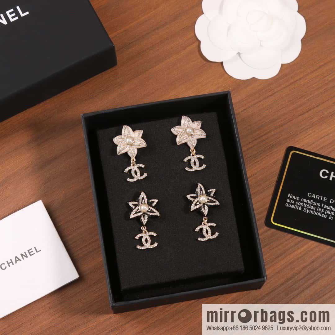 ☀️New ☑️ chanel c2 double c flower stud earrings ☀️