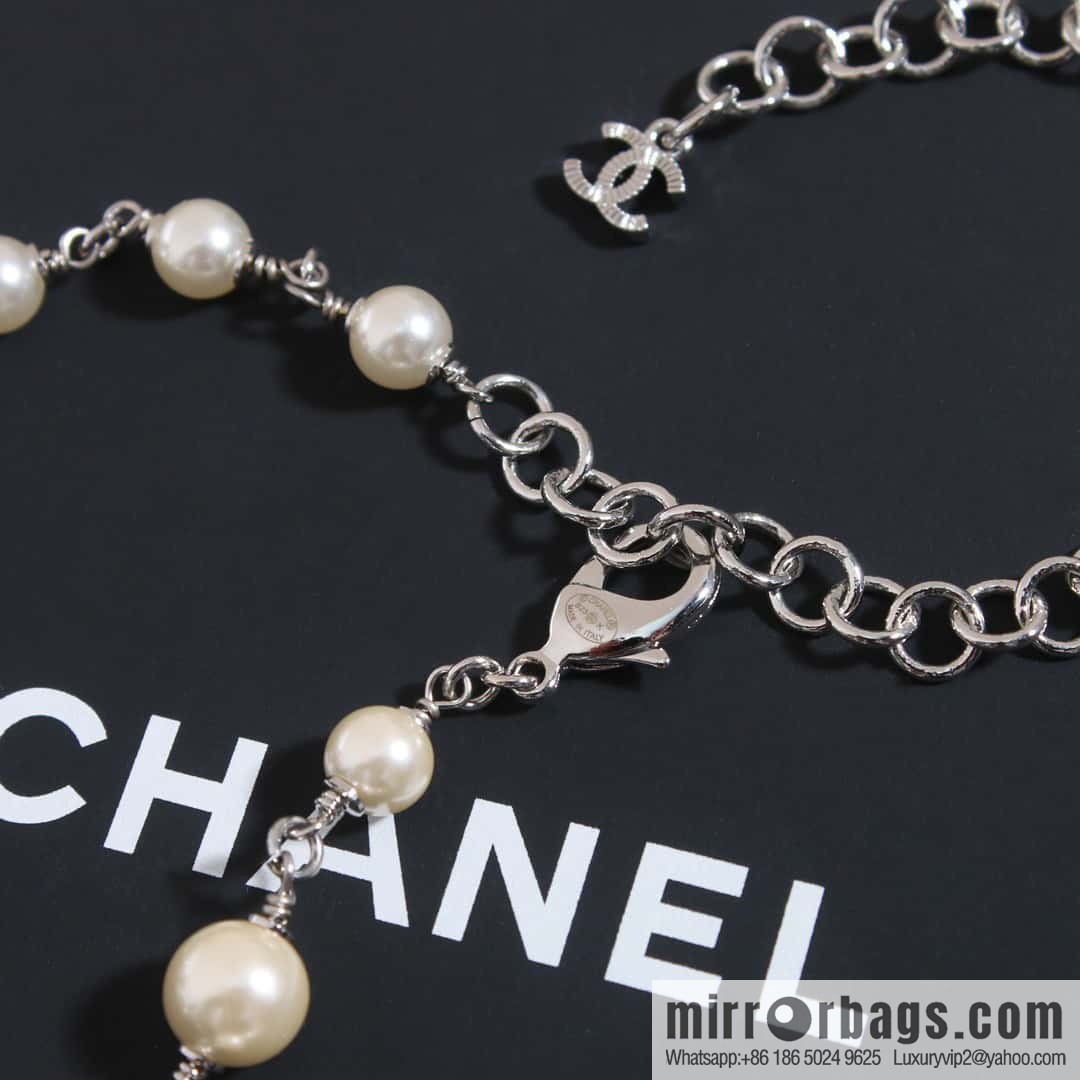 ☀️New ☑️ Chanel Double C Pearl Pentagram ⭐ Star Sweater Chain Necklace ☀️