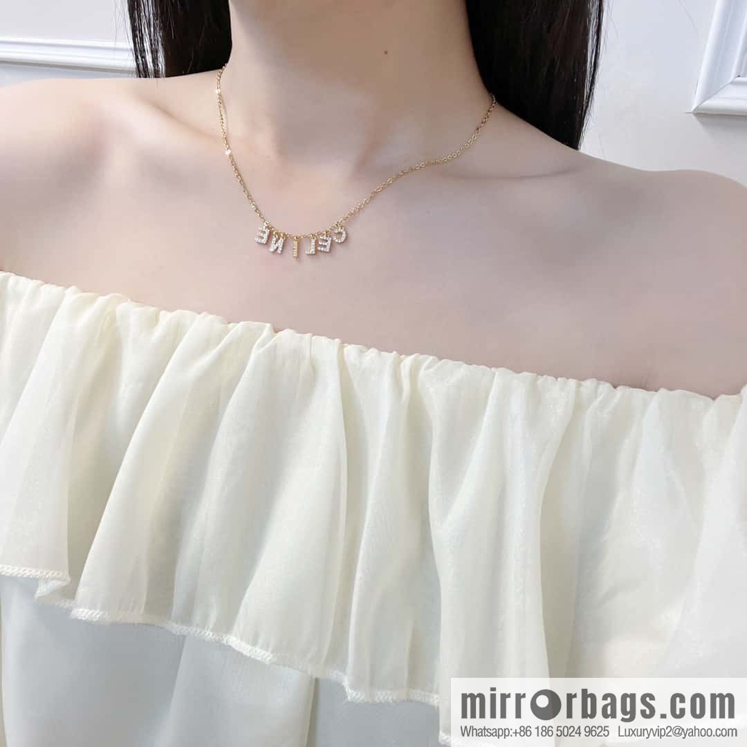 ❗️New ❗️ ☀️ New ☑️ Celine tassel full diamond letter necklace ☀️