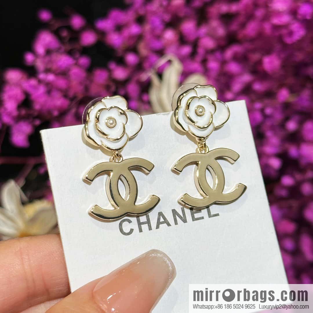 ☀️Original ☀️ new ☑️ chanel c2 double c camellia earrings stud earrings ☀️