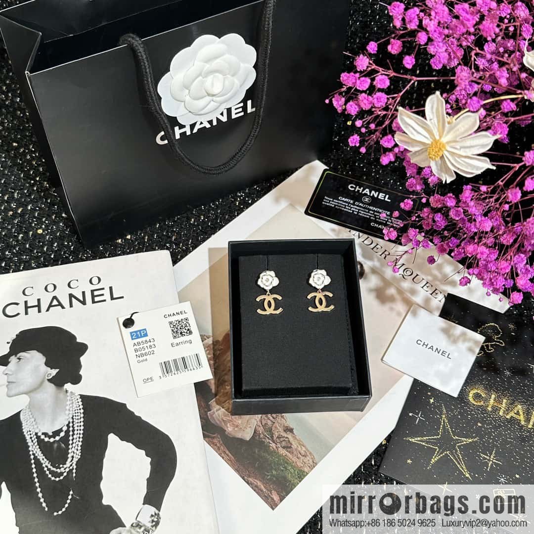 ☀️Original ☀️ new ☑️ chanel c2 double c camellia earrings stud earrings ☀️