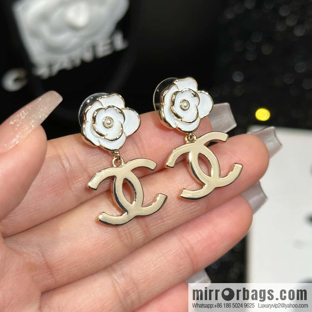 ☀️Original ☀️ new ☑️ chanel c2 double c camellia earrings stud earrings ☀️