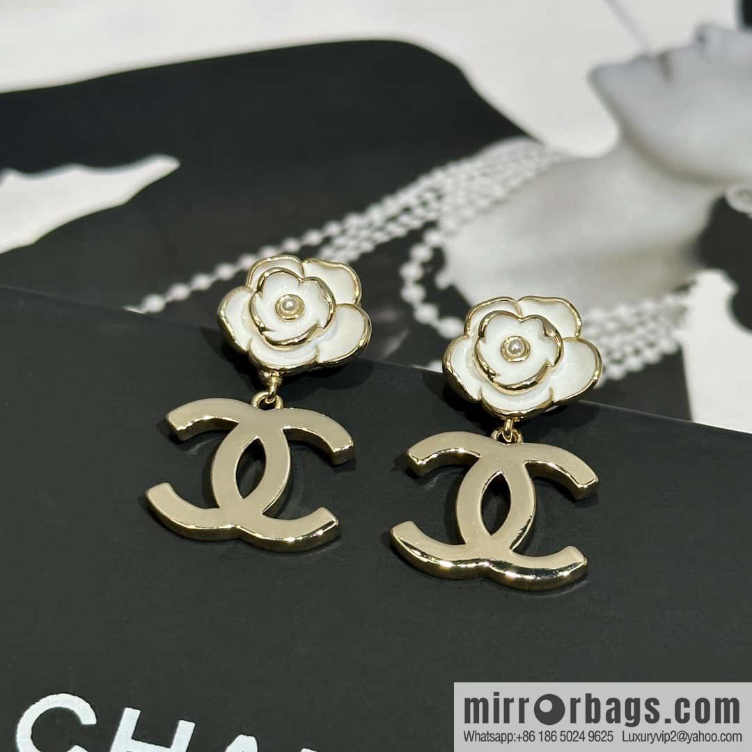 ☀️Original ☀️ new ☑️ chanel c2 double c camellia earrings stud earrings ☀️