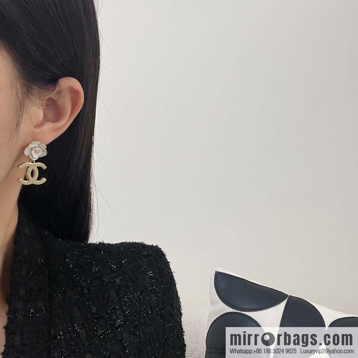 ☀️Original ☀️ new ☑️ chanel c2 double c camellia earrings stud earrings ☀️