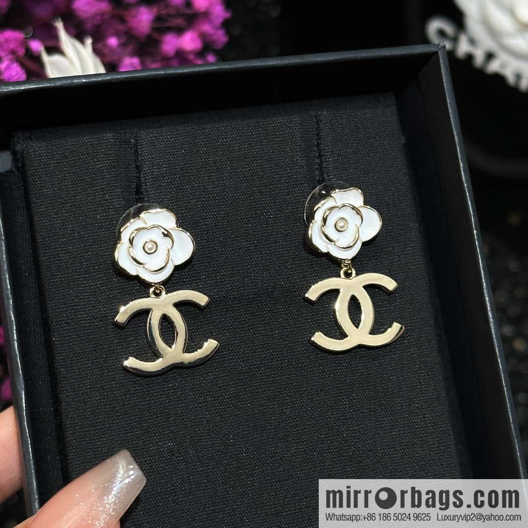 ☀️Original ☀️ new ☑️ chanel c2 double c camellia earrings stud earrings ☀️