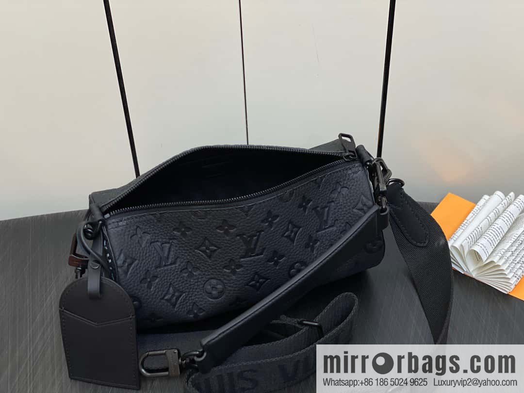 [Premium‑quality] M46796 full leather black cylinder bag men's bag series Soft Polochon small handbag