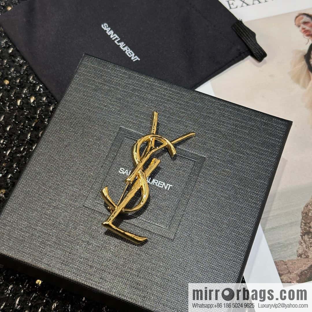 Saint Laurent Gold YSL Brooch