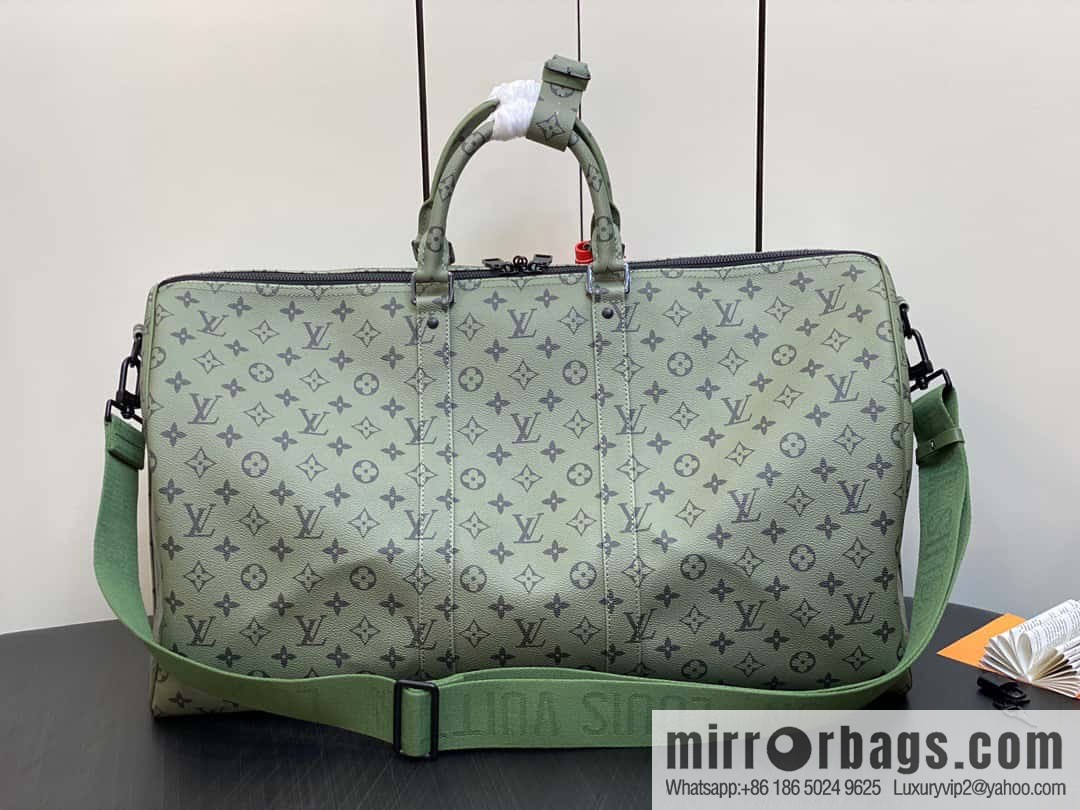 [Boutique‑grade] M23963 green silk screen, travel bag series, this Keepall Bandoulière 55 travel bag