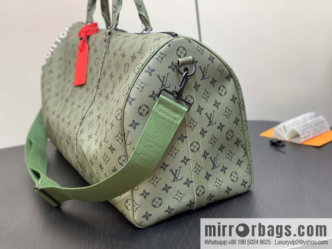 [Boutique‑grade] M23963 green silk screen, travel bag series, this Keepall Bandoulière 55 travel bag