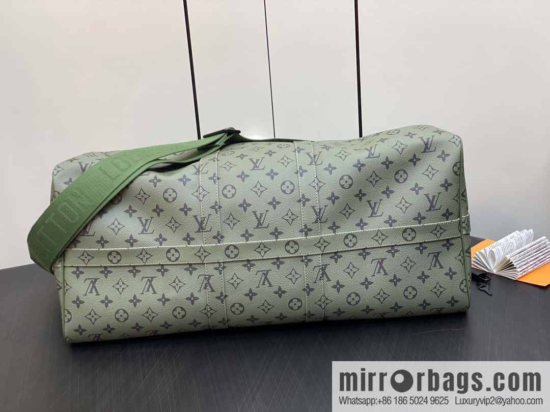 [Boutique‑grade] M23963 green silk screen, travel bag series, this Keepall Bandoulière 55 travel bag