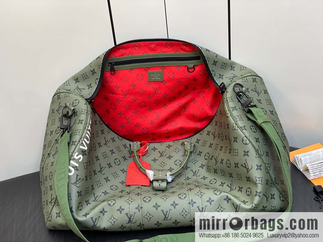 [Boutique‑grade] M23963 green silk screen, travel bag series, this Keepall Bandoulière 55 travel bag
