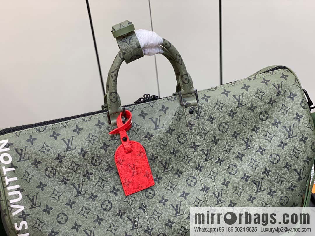 [Boutique‑grade] M23963 green silk screen, travel bag series, this Keepall Bandoulière 55 travel bag