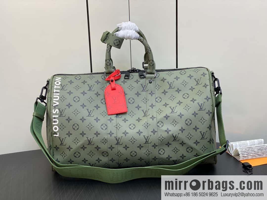 [Premium‑quality] M23962 green silk screen, travel bag series Keepall Bandoulière 45 travel bag
