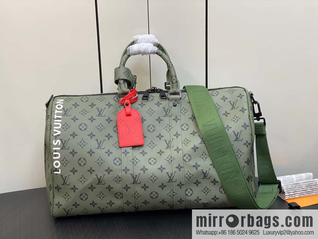 [Premium‑quality] M23962 green silk screen, travel bag series Keepall Bandoulière 45 travel bag
