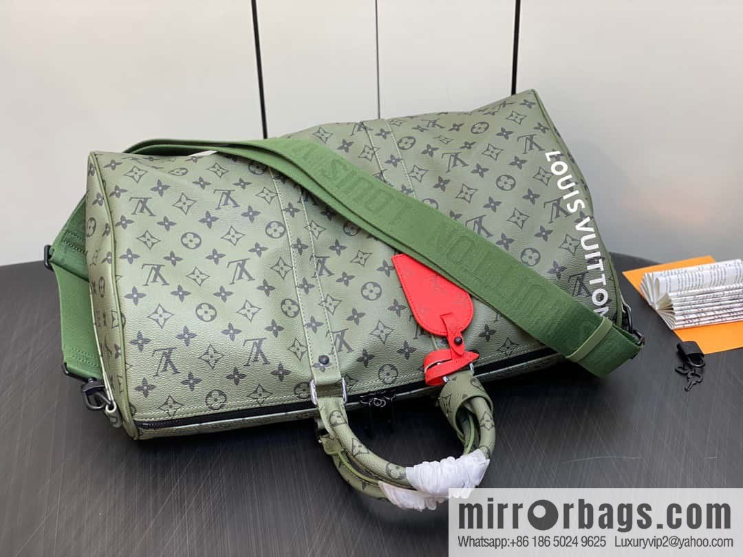 [Premium‑quality] M23962 green silk screen, travel bag series Keepall Bandoulière 45 travel bag