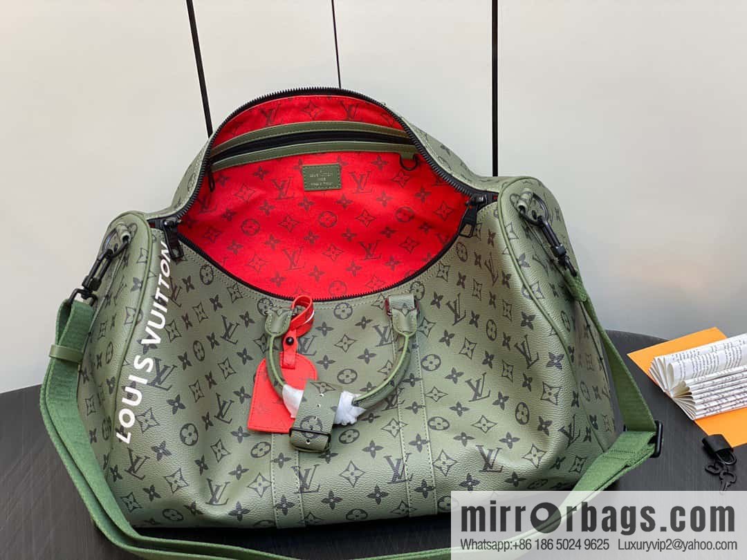 [Premium‑quality] M23962 green silk screen, travel bag series Keepall Bandoulière 45 travel bag