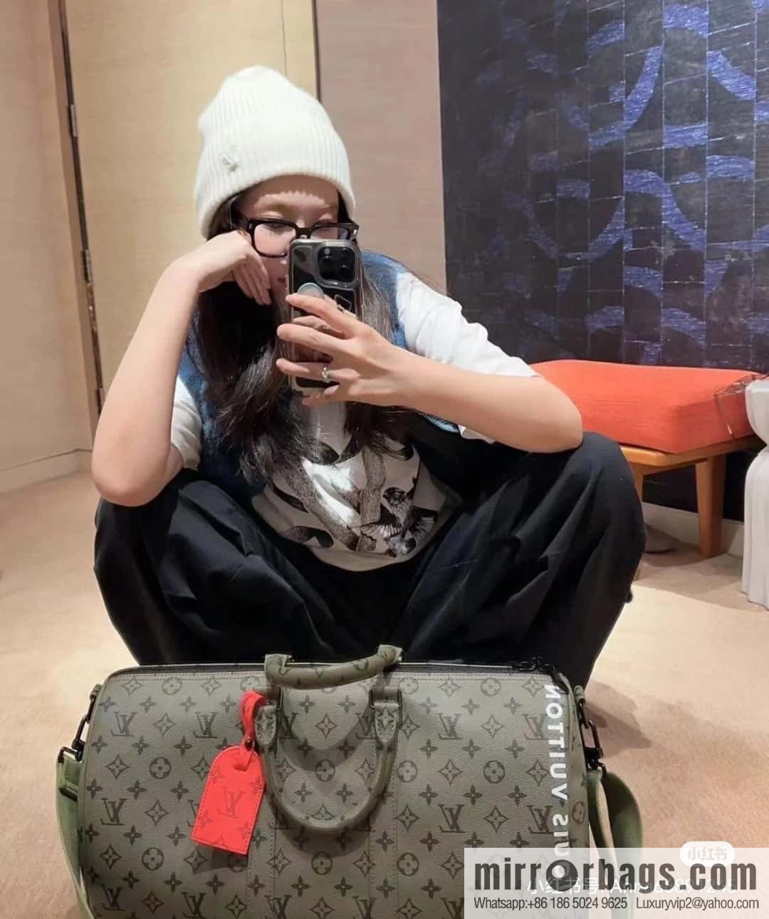 [Premium‑quality] M23962 green silk screen, travel bag series Keepall Bandoulière 45 travel bag