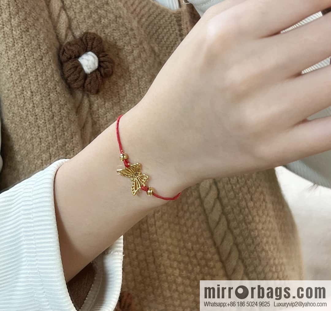 Dior Golden Butterfly Red Rope Bracelet Hand Rope